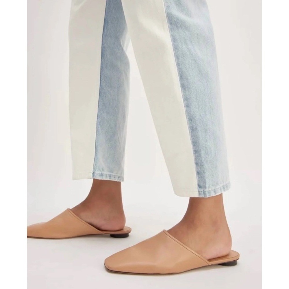 Everlane NWT The Way High Jean 29 Two Tone Split White Blue Straight Leg Rigid - Picture 4 of 13